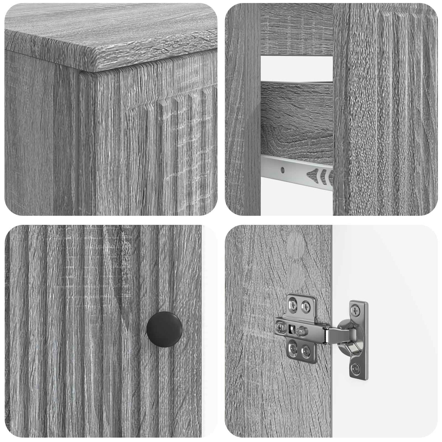 3 Piece Bathroom Cabinet Set EDE Grey Sonoma Engineered Wood