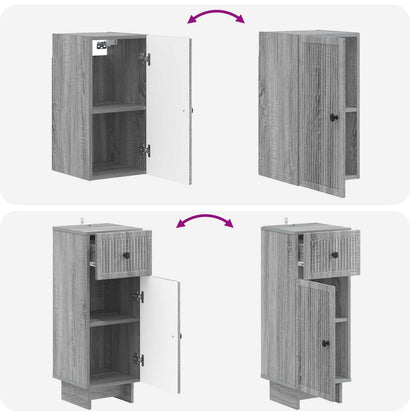 3 Piece Bathroom Cabinet Set EDE Grey Sonoma Engineered Wood