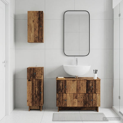 3 Piece Bathroom Cabinet Set EDE Old Wood Engineered Wood