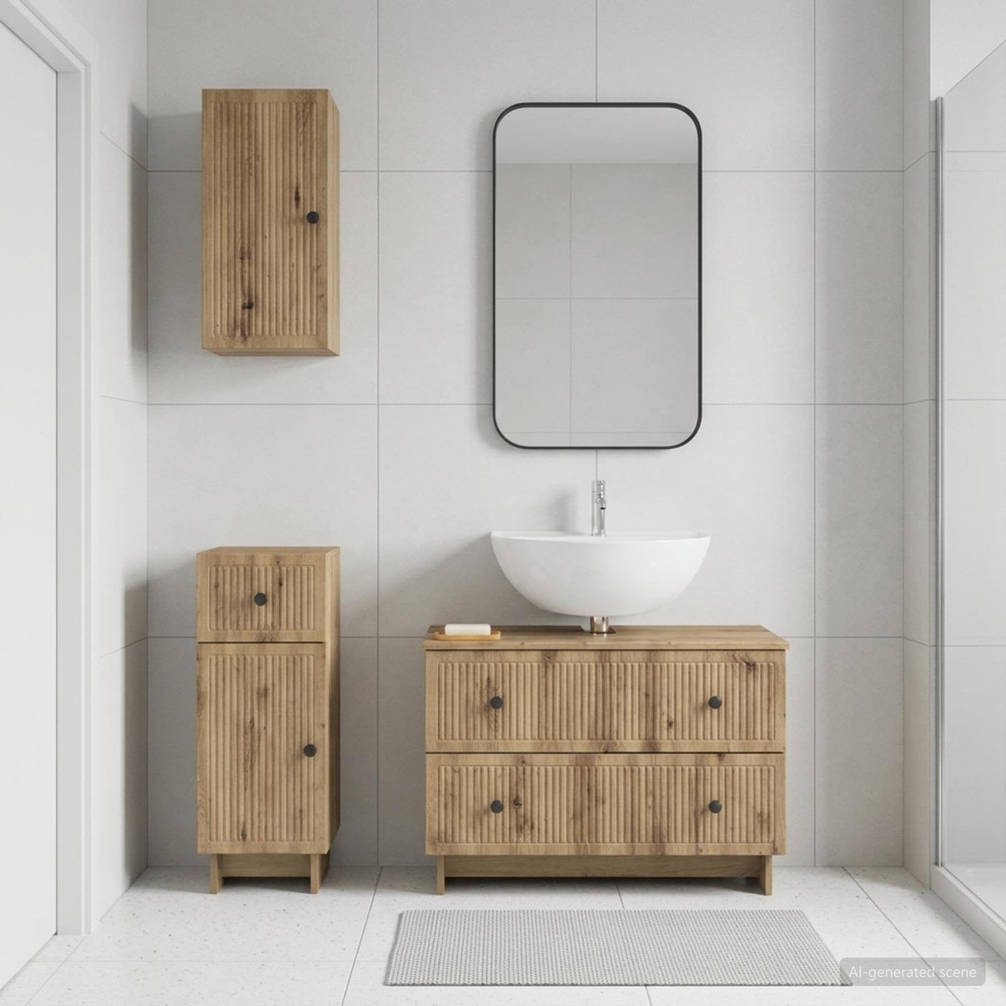 3 Piece Bathroom Cabinet Set EDE Artisan Oak Engineered Wood