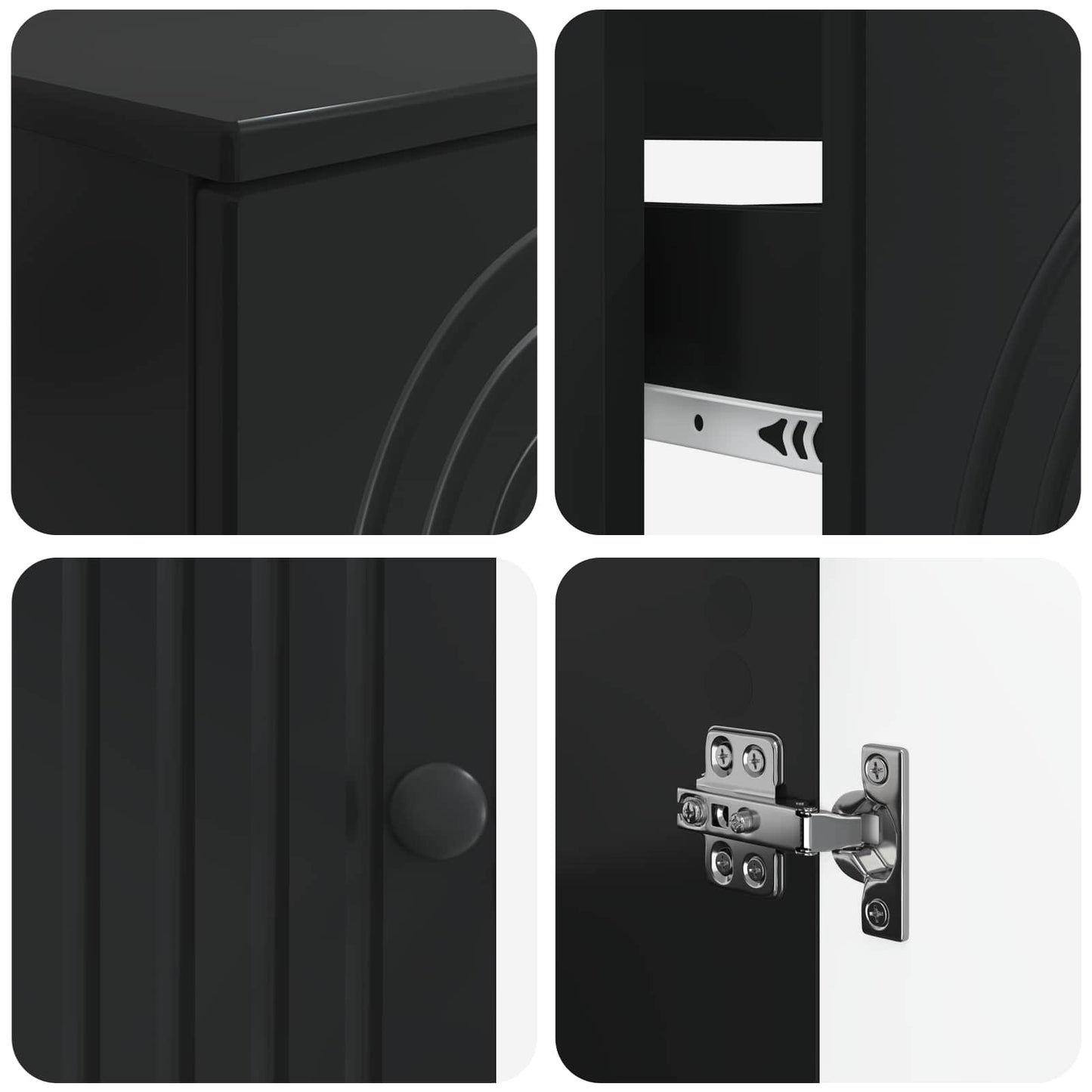 3 Piece Bathroom Cabinet Set ALKMAAR Black Engineered Wood