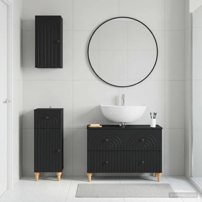 3 Piece Bathroom Cabinet Set ALKMAAR Black Engineered Wood