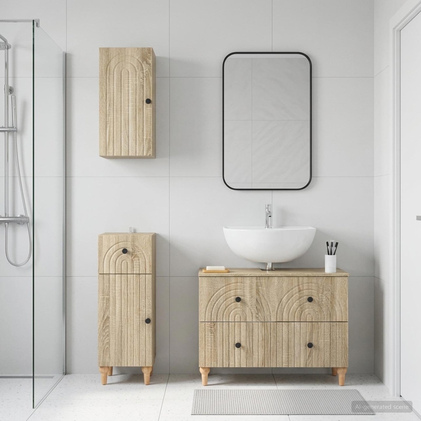 3 Piece Bathroom Cabinet Set ALKMAAR Sonoma Oak Engineered Wood