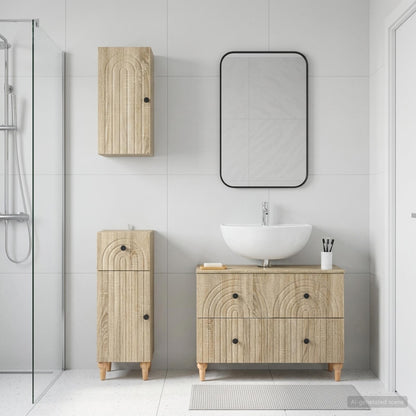 3 Piece Bathroom Cabinet Set ALKMAAR Sonoma Oak Engineered Wood
