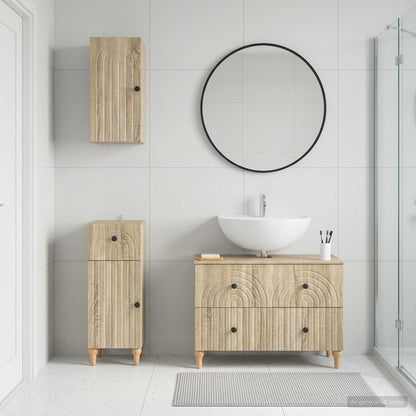 3 Piece Bathroom Cabinet Set ALKMAAR Sonoma Oak Engineered Wood