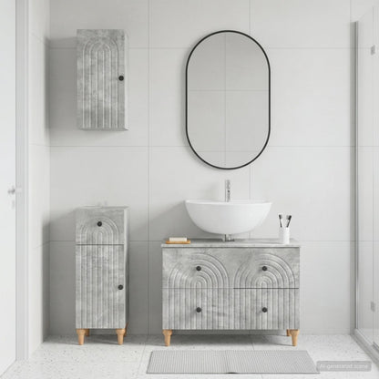 3 Piece Bathroom Cabinet Set ALKMAAR Concrete Grey