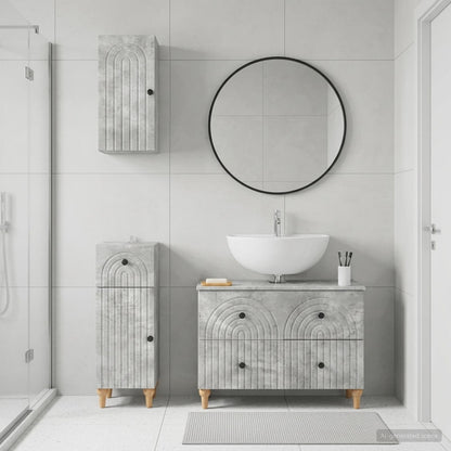 3 Piece Bathroom Cabinet Set ALKMAAR Concrete Grey