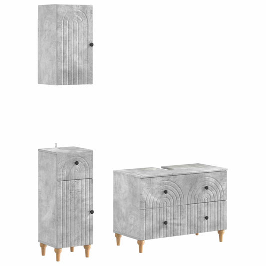 3 Piece Bathroom Cabinet Set ALKMAAR Concrete Grey