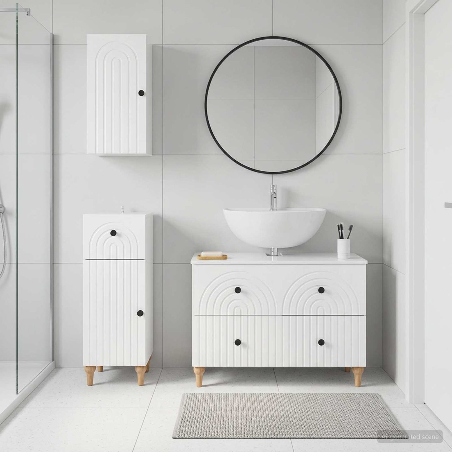 3 Piece Bathroom Cabinet Set ALKMAAR High Gloss White