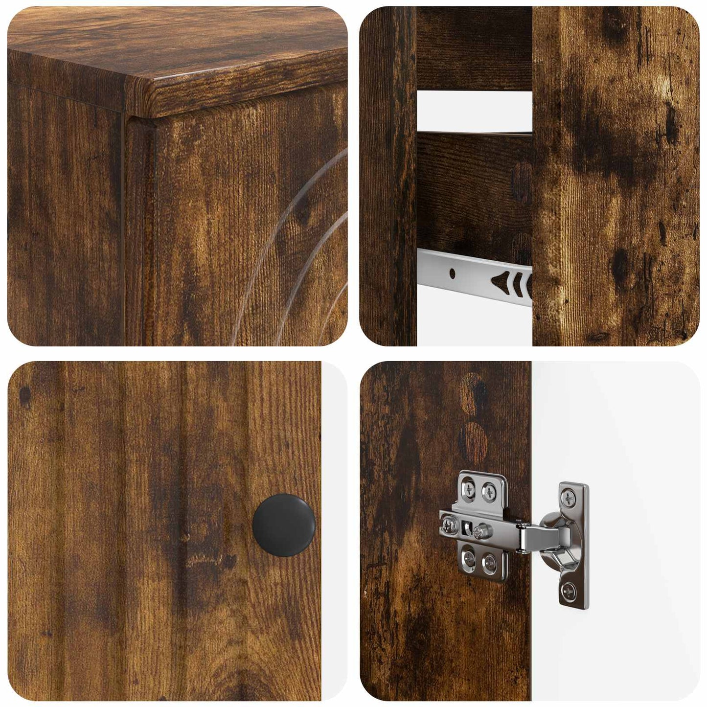 3 Piece Bathroom Cabinet Set ALKMAAR Smoked Oak Engineered Wood