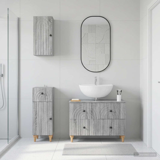 3 Piece Bathroom Cabinet Set ALKMAAR Grey Sonoma