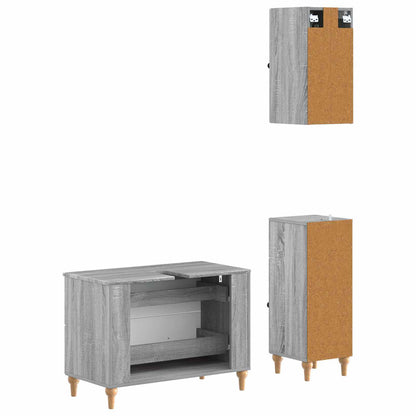 3 Piece Bathroom Cabinet Set ALKMAAR Grey Sonoma