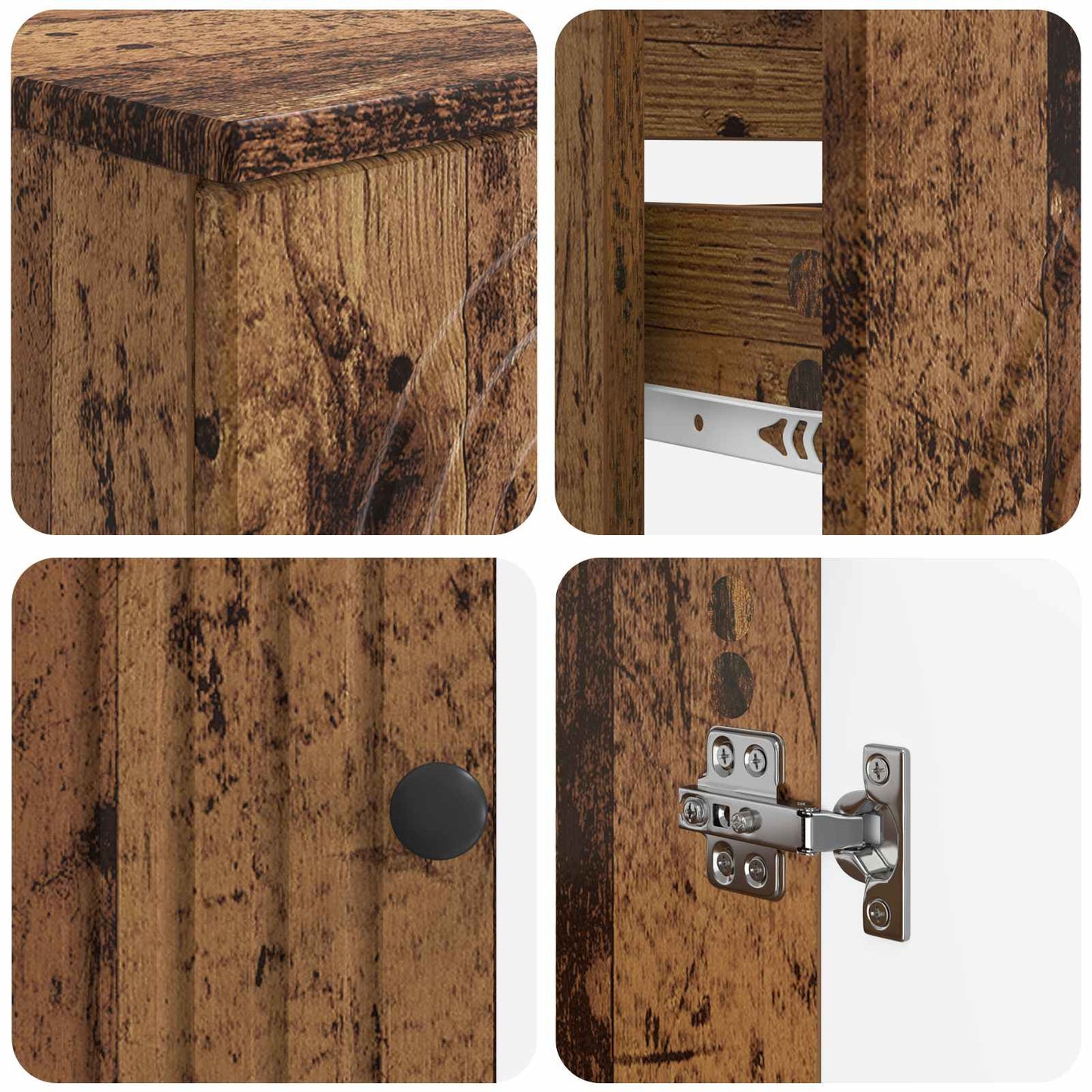 3 Piece Bathroom Cabinet Set ALKMAAR Old Wood Engineered Wood