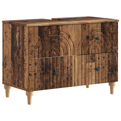 3 Piece Bathroom Cabinet Set ALKMAAR Old Wood Engineered Wood