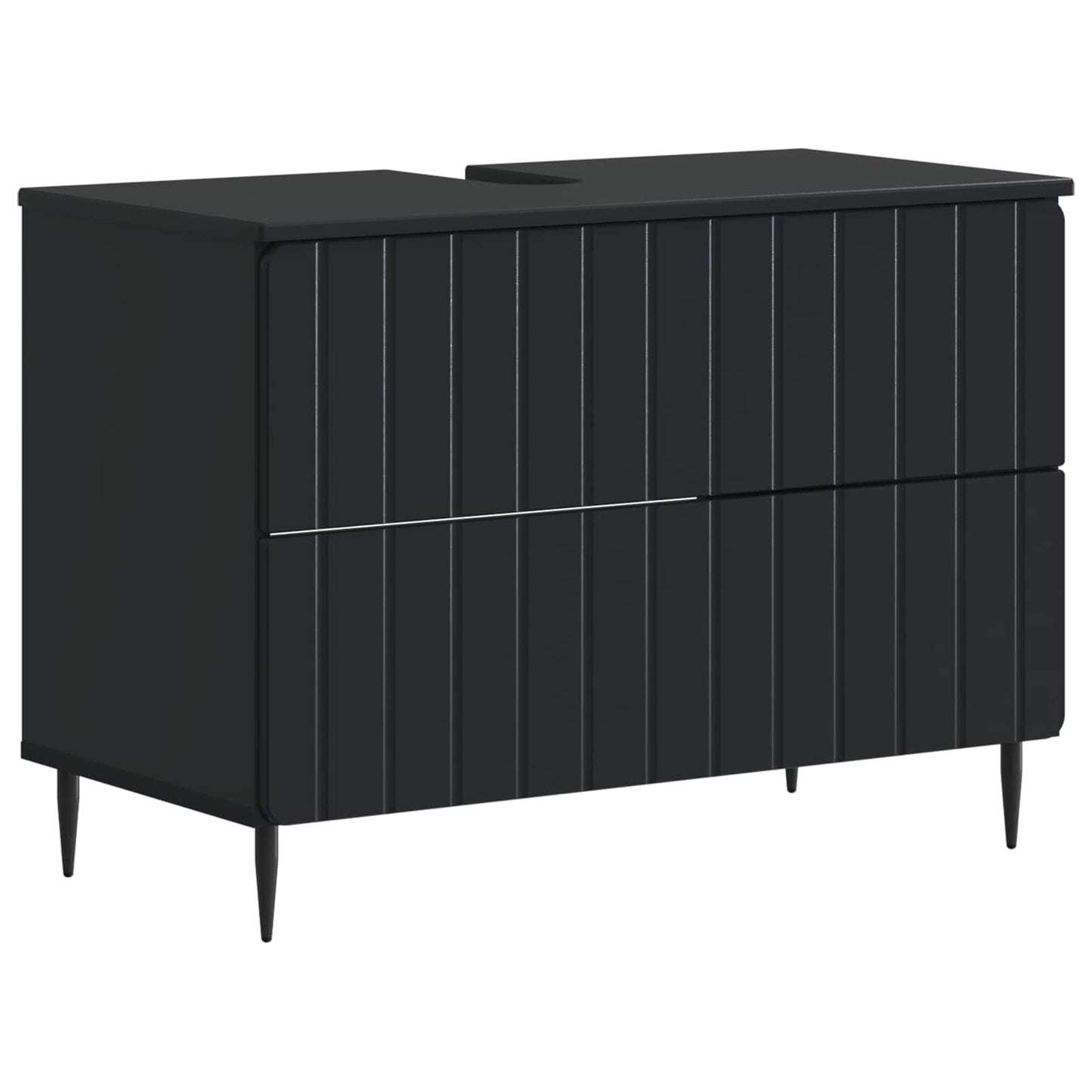 3 Piece Bathroom Cabinet Set ZWOLLE Black Engineered Wood