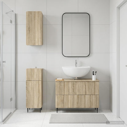 3 Piece Bathroom Cabinet Set ZWOLLE Sonoma Oak Engineered Wood