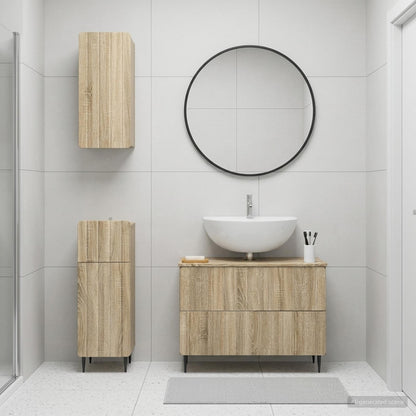 3 Piece Bathroom Cabinet Set ZWOLLE Sonoma Oak Engineered Wood