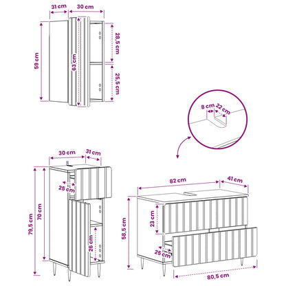 3 Piece Bathroom Cabinet Set ZWOLLE Sonoma Oak Engineered Wood