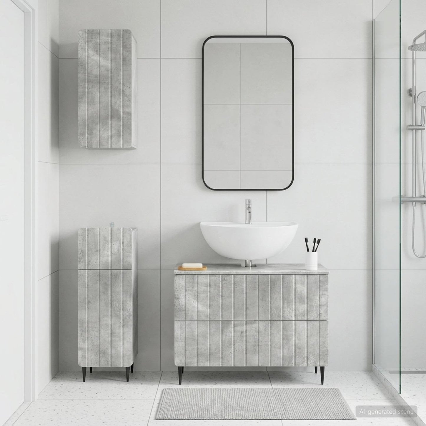 3 Piece Bathroom Cabinet Set ZWOLLE Concrete Grey