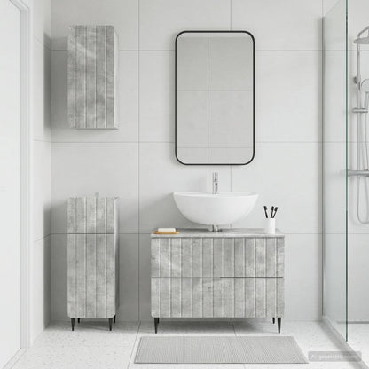 3 Piece Bathroom Cabinet Set ZWOLLE Concrete Grey