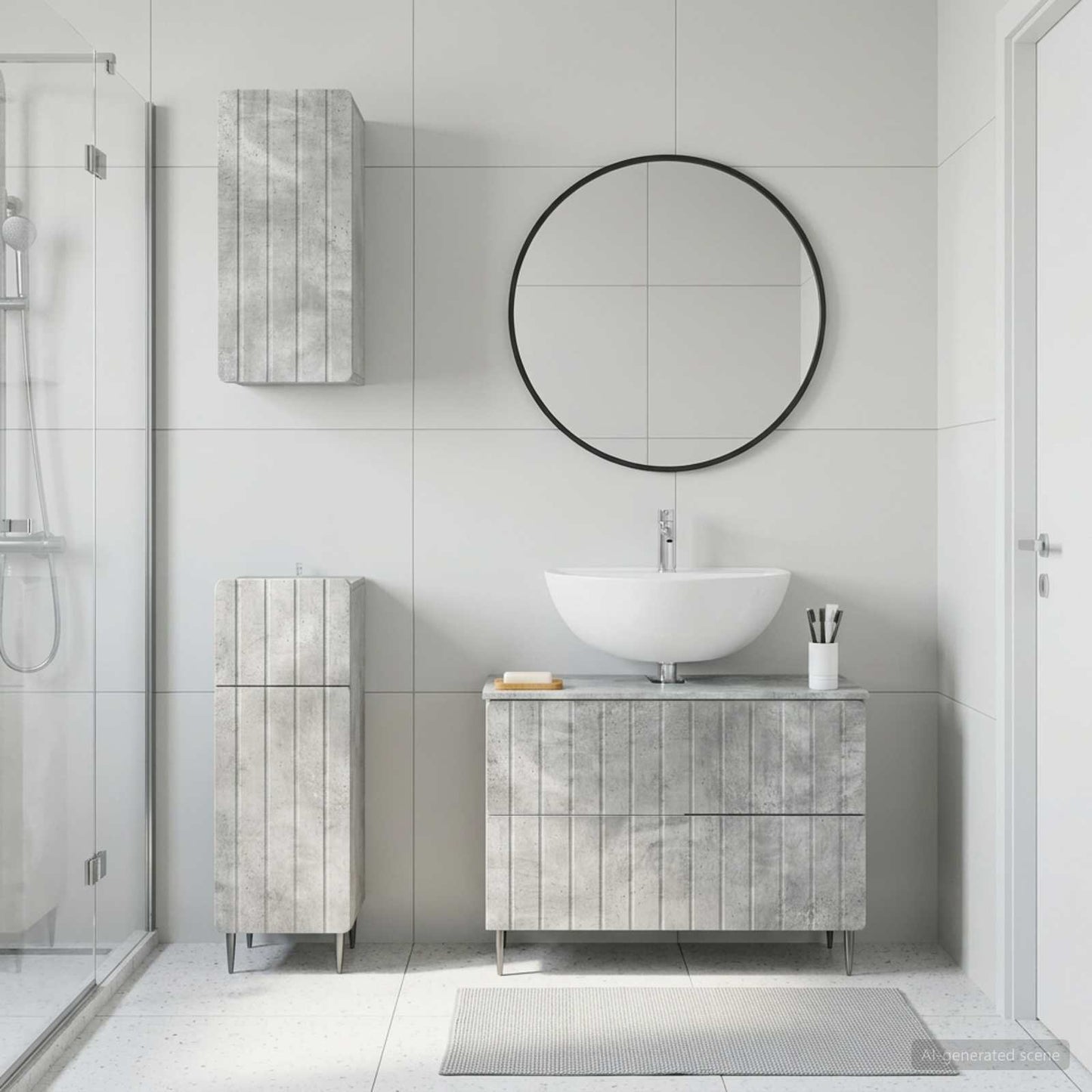 3 Piece Bathroom Cabinet Set ZWOLLE Concrete Grey