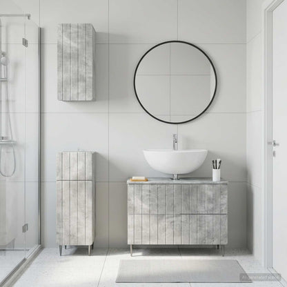 3 Piece Bathroom Cabinet Set ZWOLLE Concrete Grey