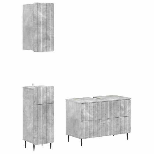 3 Piece Bathroom Cabinet Set ZWOLLE Concrete Grey