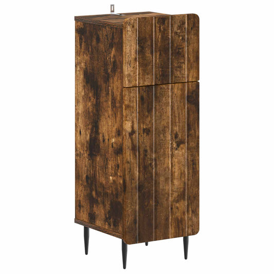 3 Piece Bathroom Cabinet Set ZWOLLE Smoked Oak Engineered Wood