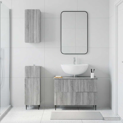 3 Piece Bathroom Cabinet Set ZWOLLE Grey Sonoma Engineered Wood