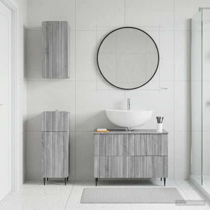 3 Piece Bathroom Cabinet Set ZWOLLE Grey Sonoma Engineered Wood