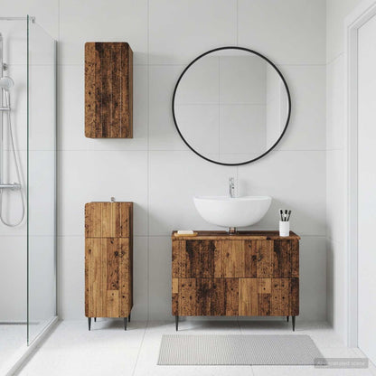3 Piece Bathroom Cabinet Set ZWOLLE Old Wood Engineered Wood