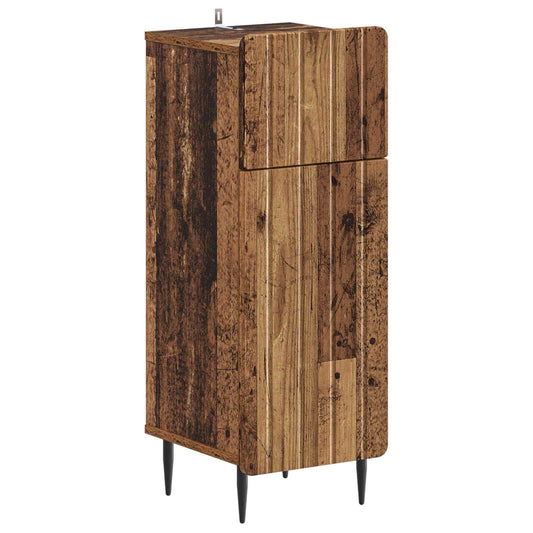 3 Piece Bathroom Cabinet Set ZWOLLE Old Wood Engineered Wood