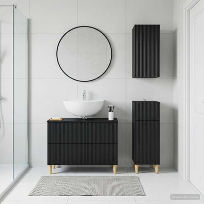 3 Piece Bathroom Cabinet Set ARNHEM Black Engineered Wood