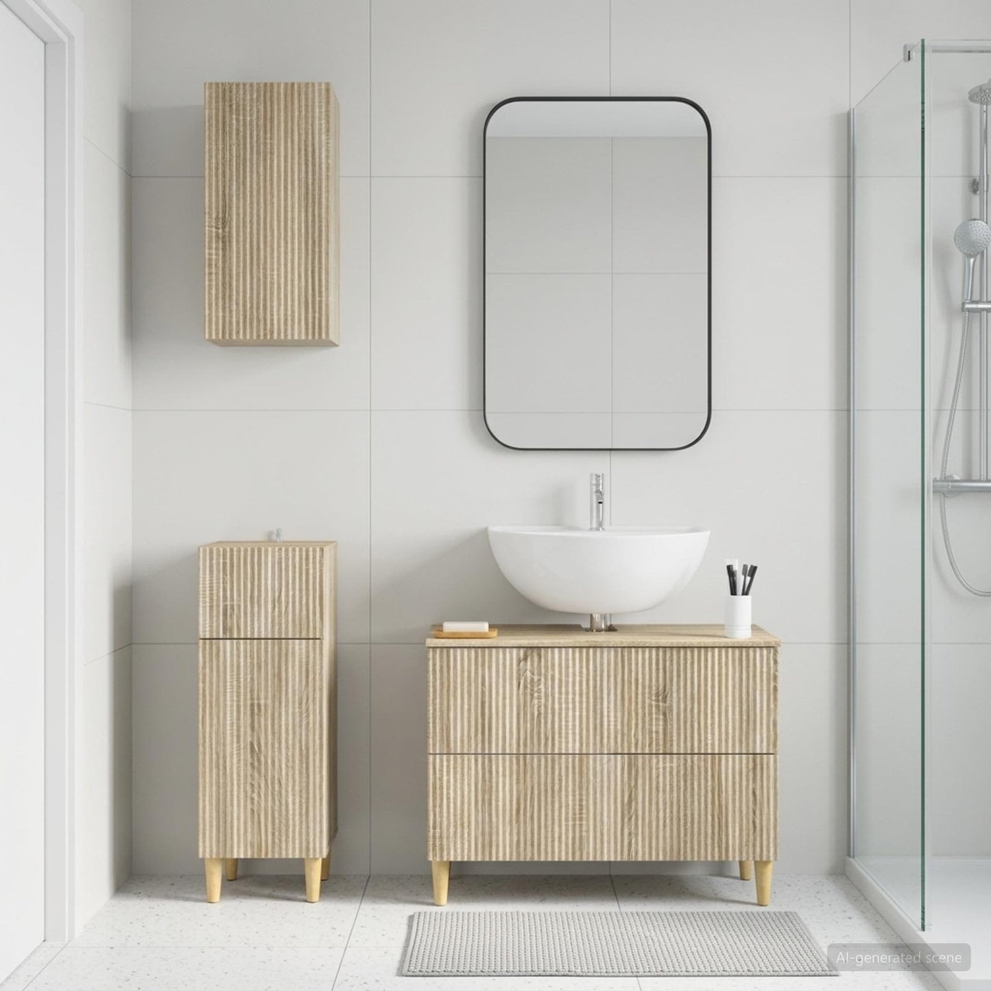 3 Piece Bathroom Cabinet Set ARNHEM Sonoma Oak Engineered Wood