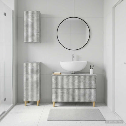 3 Piece Bathroom Cabinet Set ARNHEM Concrete Grey