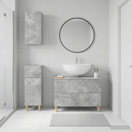 3 Piece Bathroom Cabinet Set ARNHEM Concrete Grey