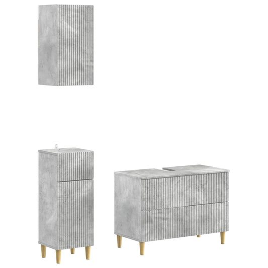 3 Piece Bathroom Cabinet Set ARNHEM Concrete Grey
