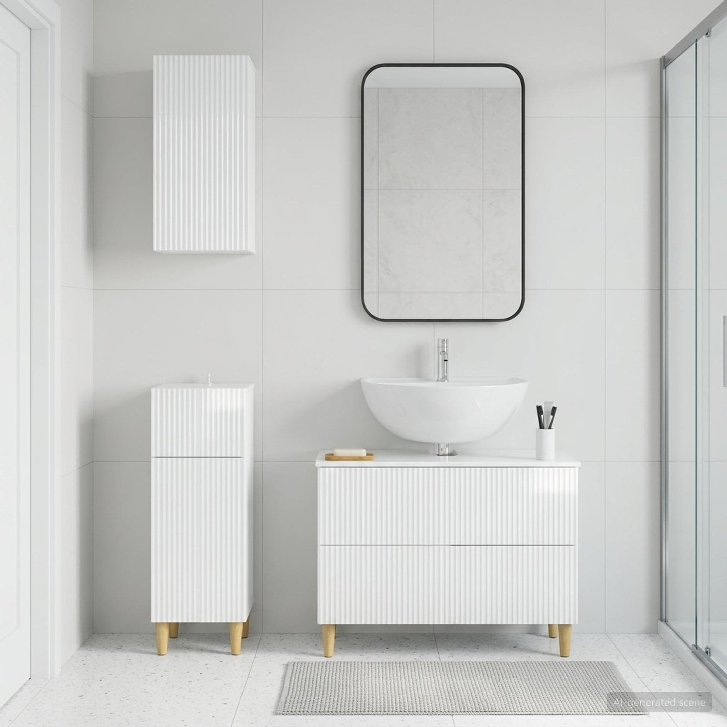 3 Piece Bathroom Cabinet Set ARNHEM High Gloss White