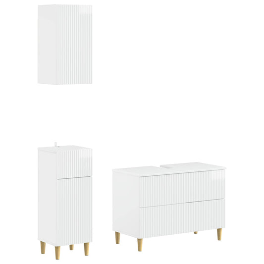 3 Piece Bathroom Cabinet Set ARNHEM High Gloss White