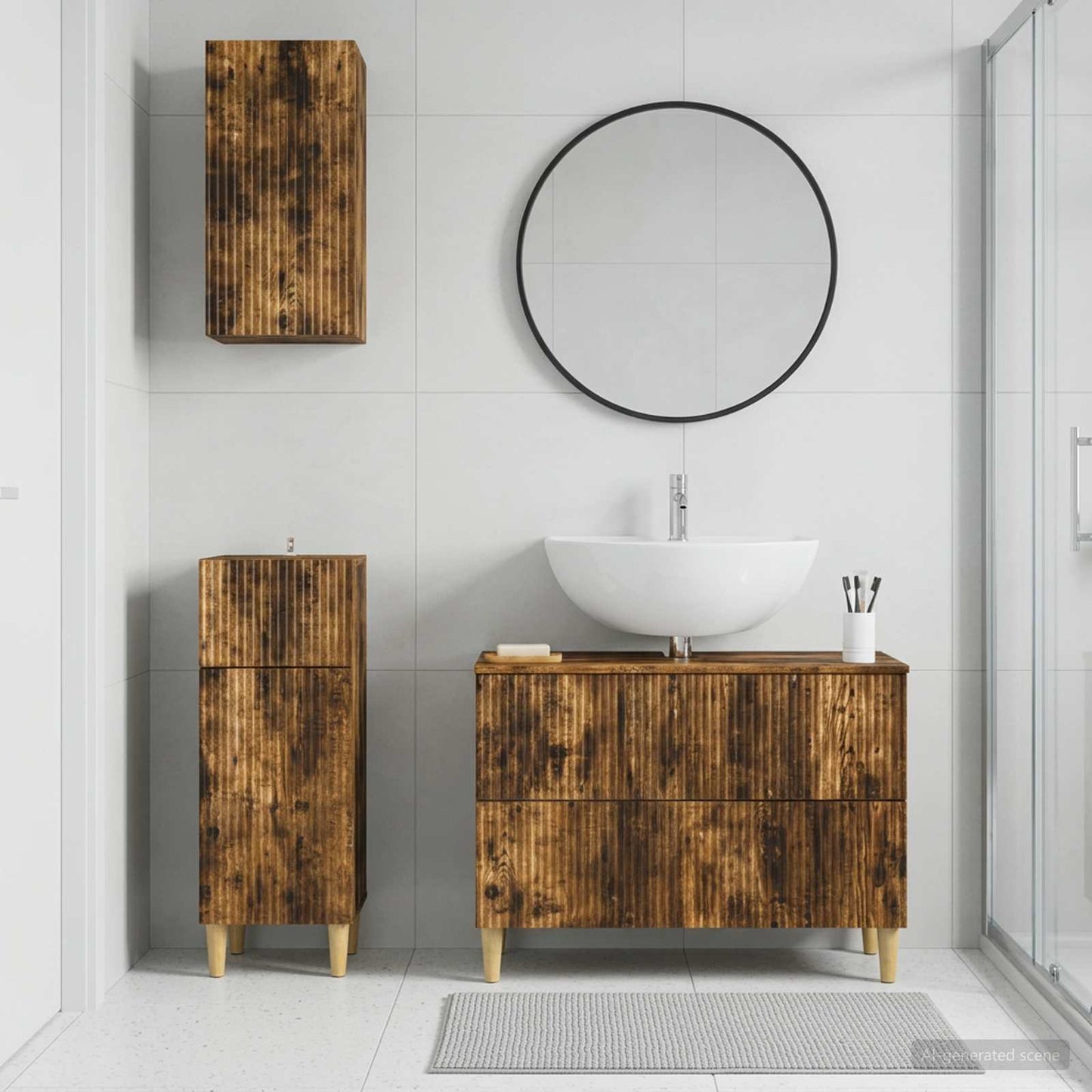 3 Piece Bathroom Cabinet Set ARNHEM Smoked Oak Engineered Wood