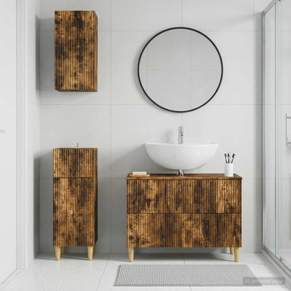 3 Piece Bathroom Cabinet Set ARNHEM Smoked Oak Engineered Wood