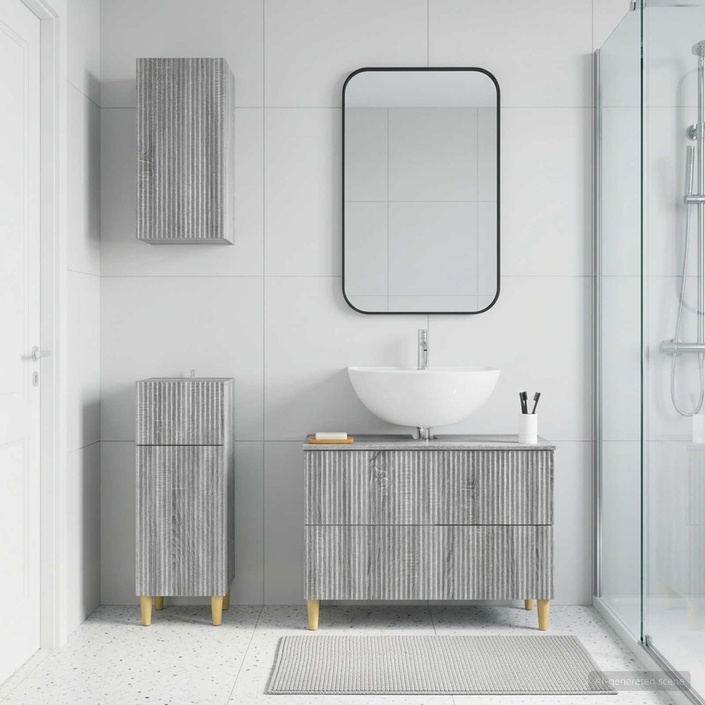 3 Piece Bathroom Cabinet Set ARNHEM Grey Sonoma Engineered Wood