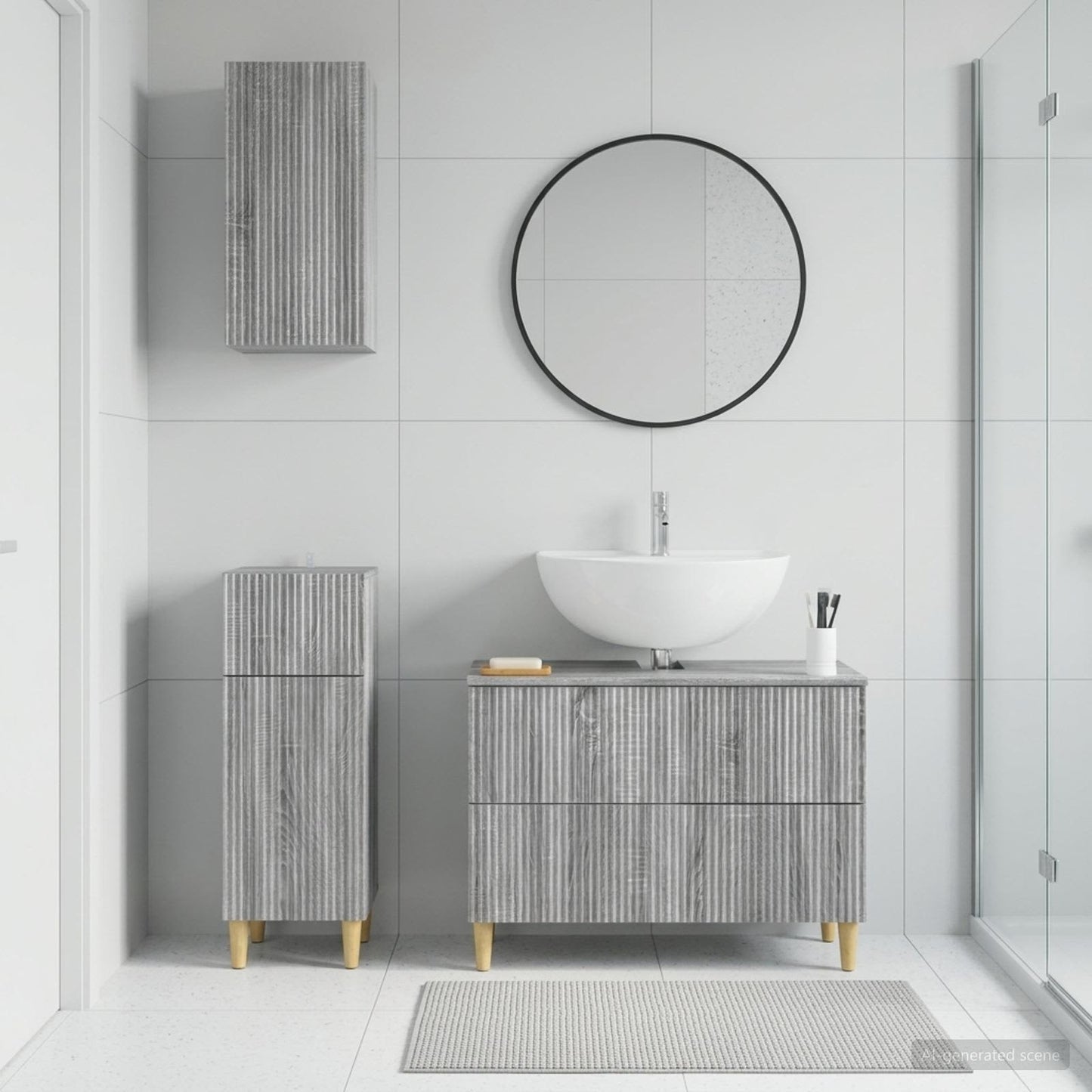 3 Piece Bathroom Cabinet Set ARNHEM Grey Sonoma Engineered Wood