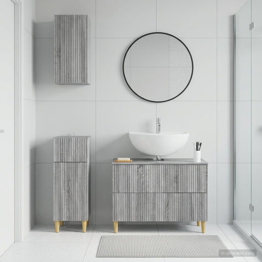 3 Piece Bathroom Cabinet Set ARNHEM Grey Sonoma Engineered Wood