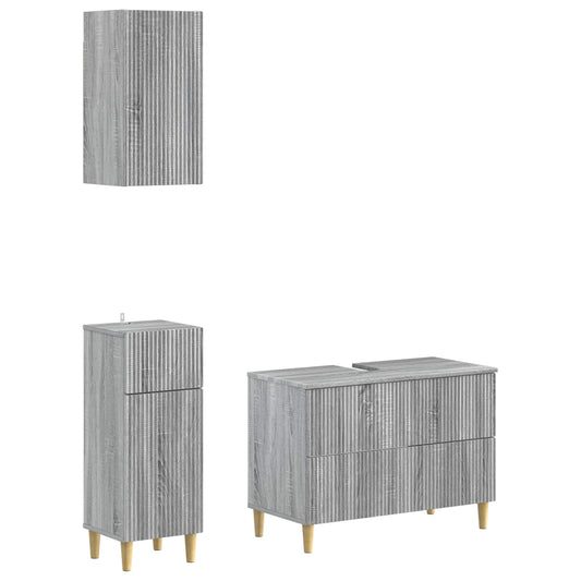 3 Piece Bathroom Cabinet Set ARNHEM Grey Sonoma Engineered Wood