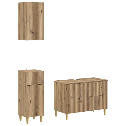 3 Piece Bathroom Cabinet Set ARNHEM Artisan Oak Engineered Wood