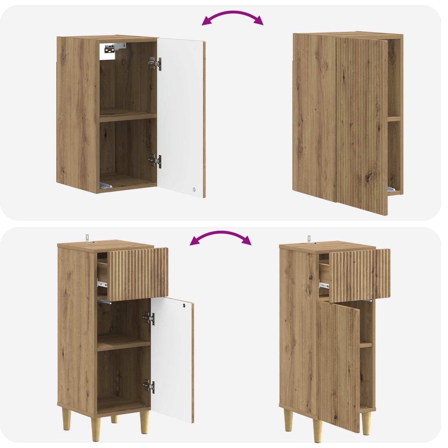 3 Piece Bathroom Cabinet Set ARNHEM Artisan Oak Engineered Wood