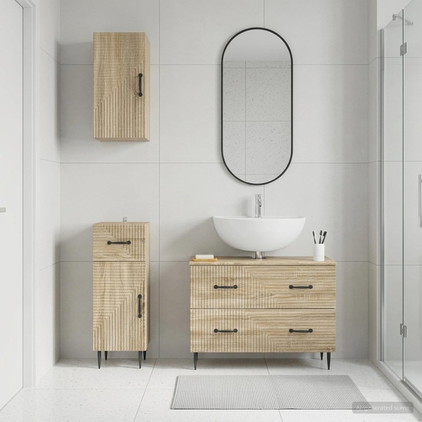 3 Piece Bathroom Cabinet Set HAARLEM Sonoma Oak Engineered Wood