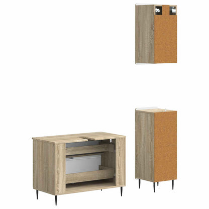 3 Piece Bathroom Cabinet Set HAARLEM Sonoma Oak Engineered Wood