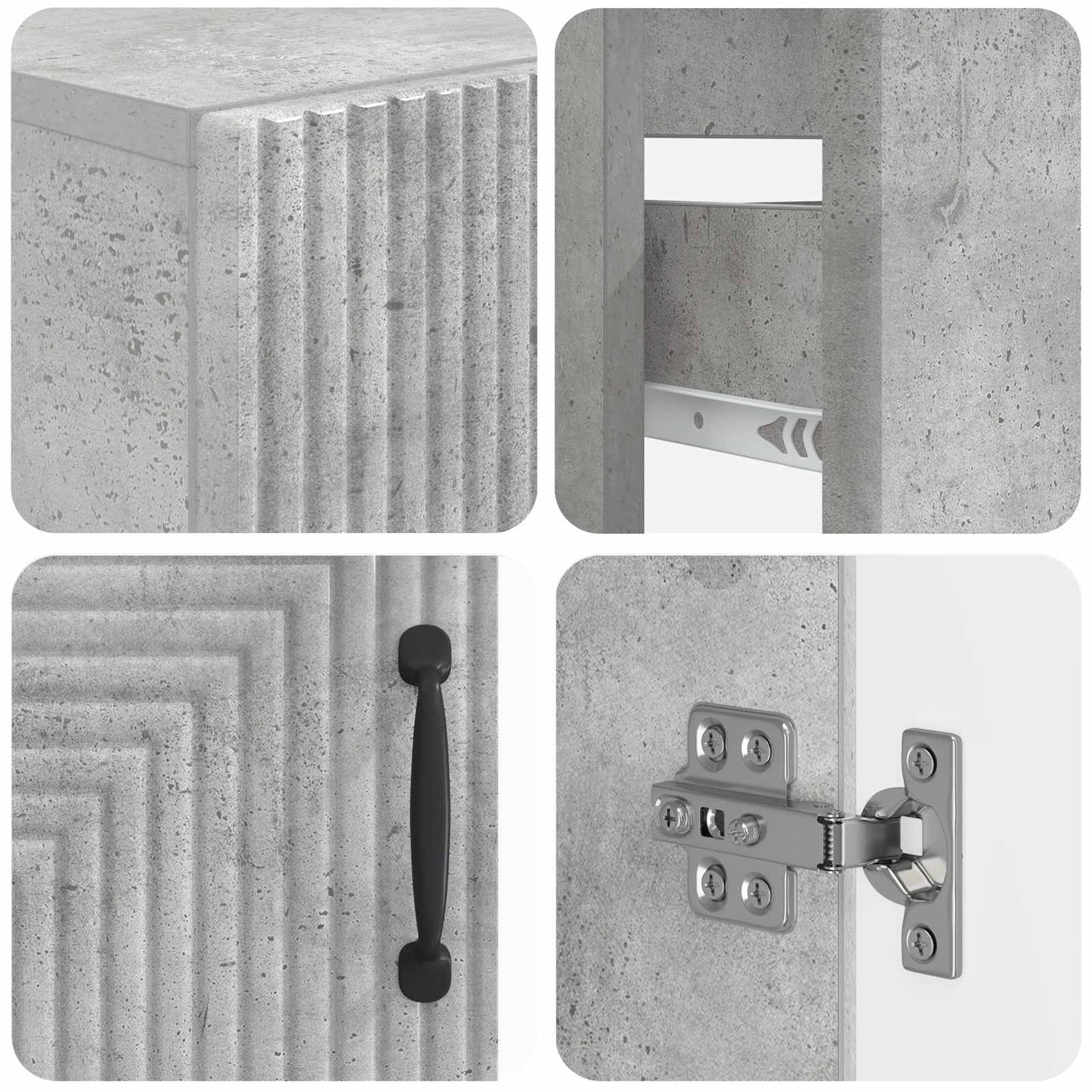 3 Piece Bathroom Cabinet Set HAARLEM Concrete Grey